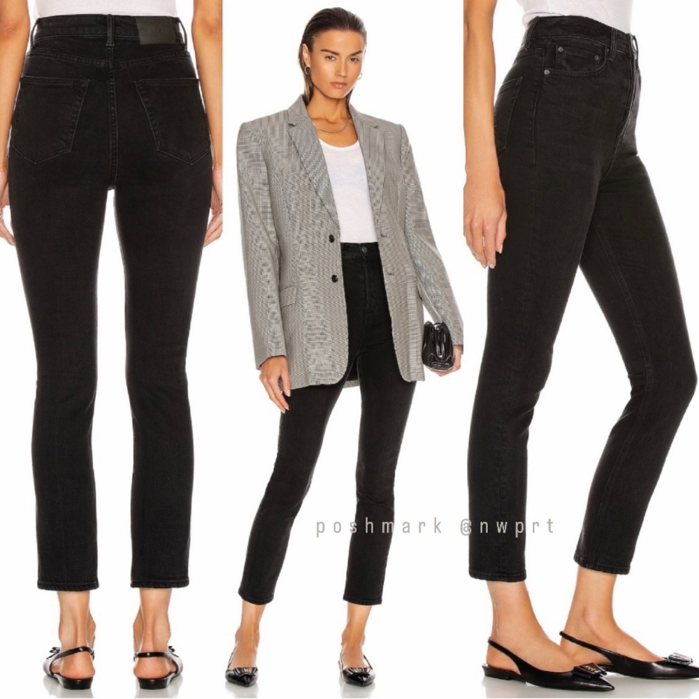 GRLFRND Piper High Rise Waist Skinny Straight Crop Black Hollywood Heights 25